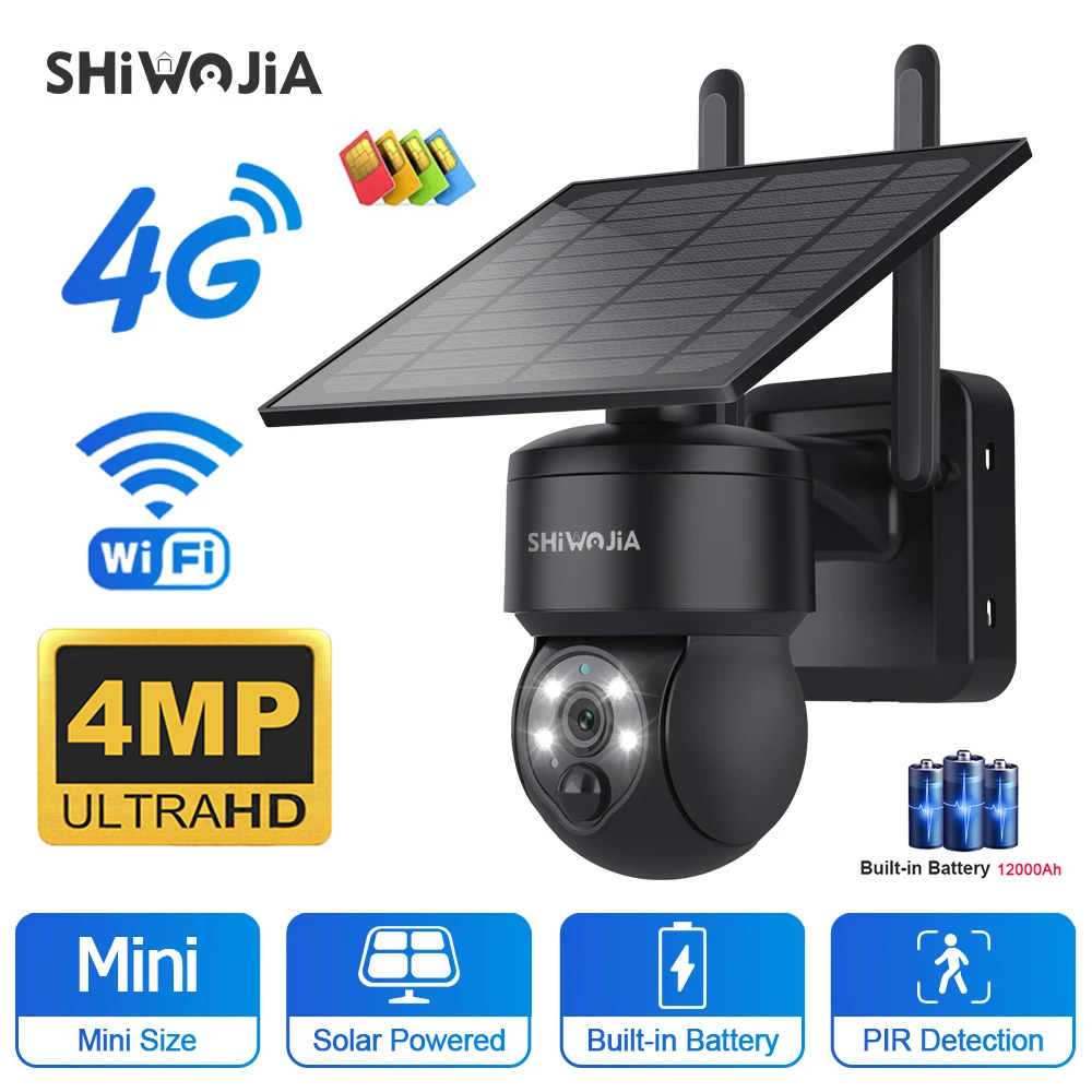 Outdoor Sport Camera - SHIWOJIA WIFI ワイヤレス PTZ ソーラーカメラ 4G