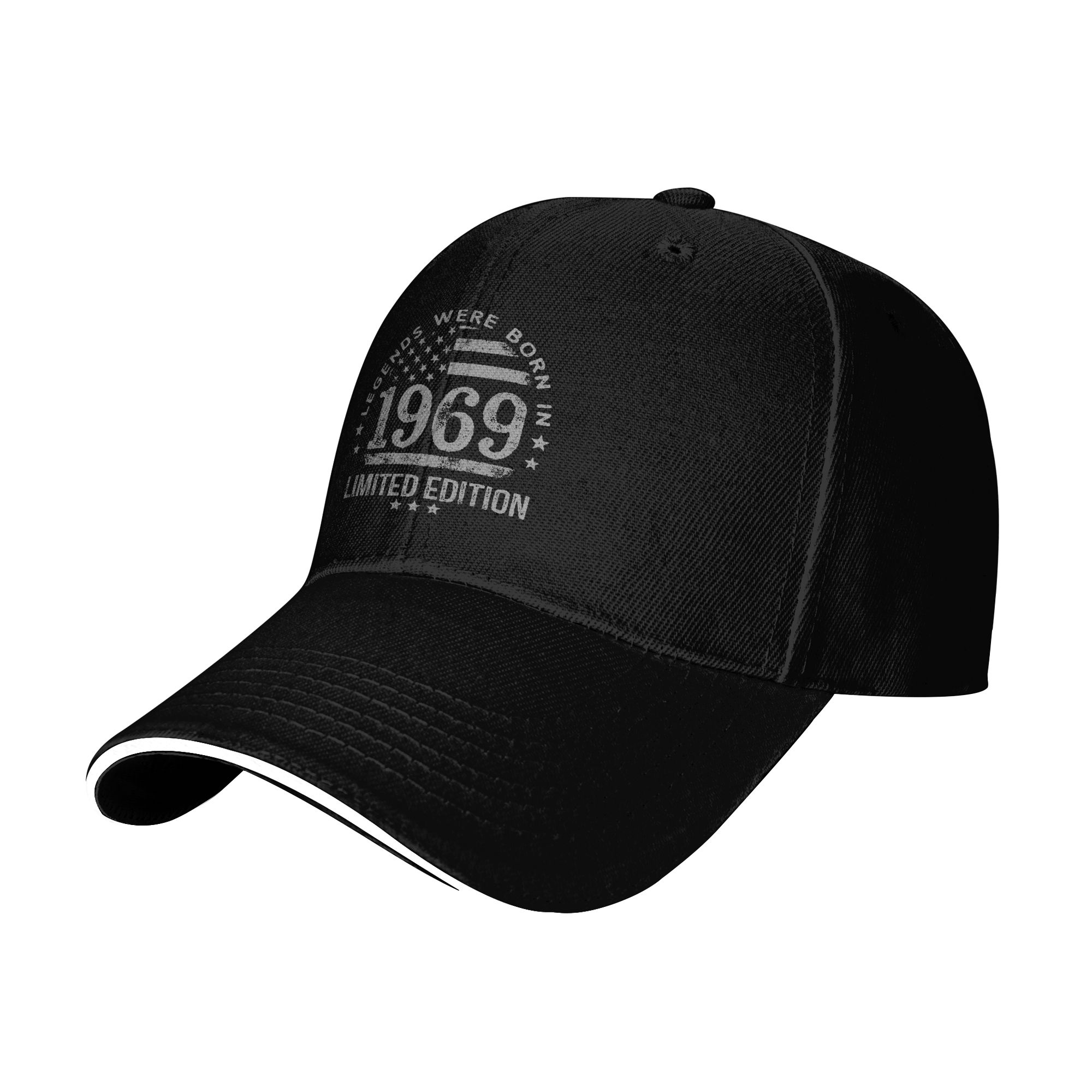 Outdoor Sport Usa - レジェンドズ・ワ​​ー・ビーン・バースド 1969年米国旗ベースボールキャップ ストリートウェア カップルハット 通気性のあるアウトドアスポーツベースボールキャップ 誕生日プレゼント