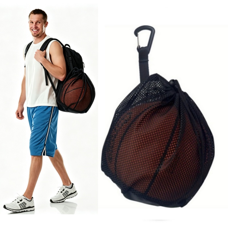 Outdoor Sports Net - ﻿ ポータブル巾着バスケットボールメッシュバッグサッカーバレーボールボール収納バッグアウトドアスポーツチームトレーニング旅行用ハングネットバッグ