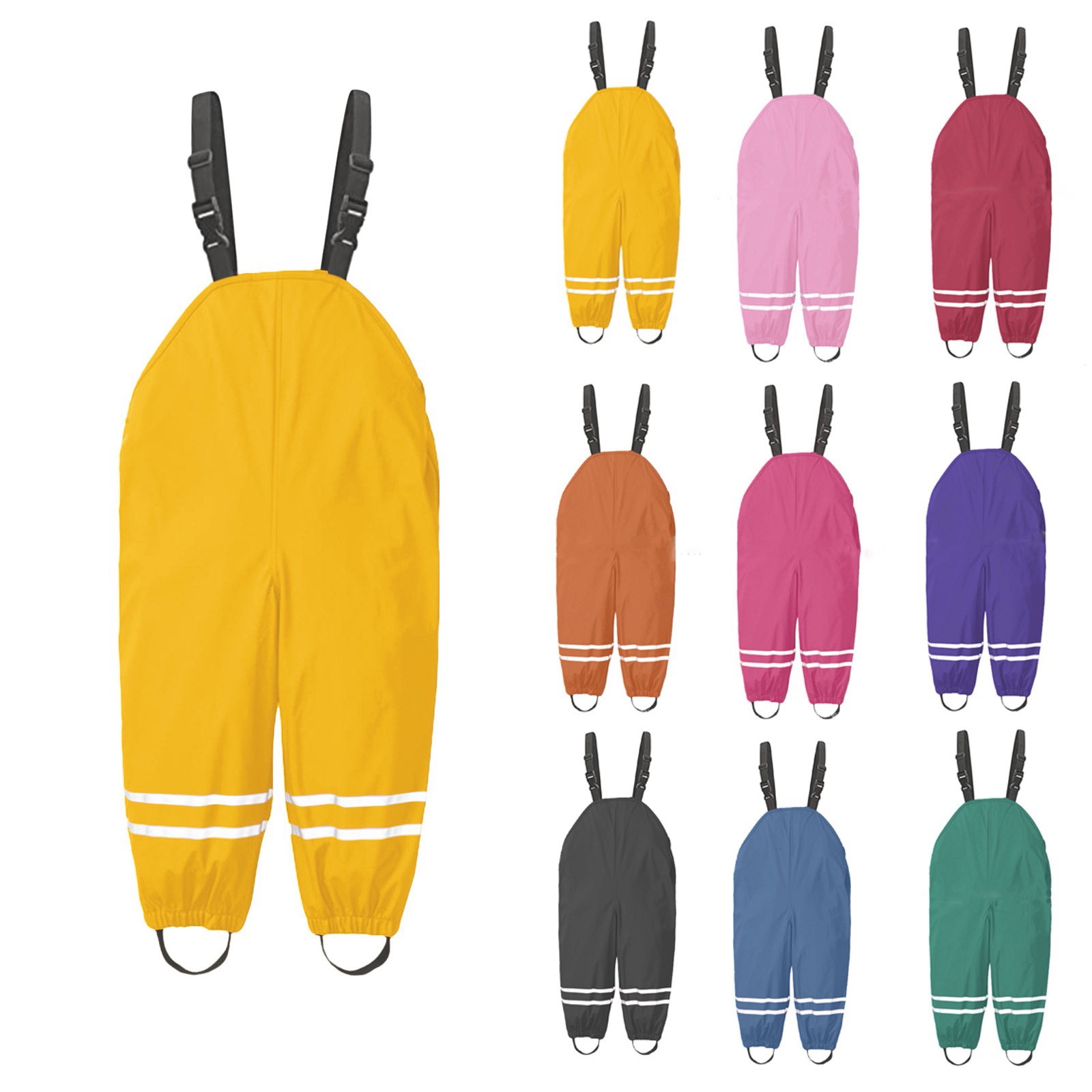Outdoor Sport Waterproof Pants - 1-8Y レインパンツ幼児子供レインオーバーオールブルーピンクベビーボーイガールズ防水ジャンプスーツズボンアウトドアスポーツ子供レインコート