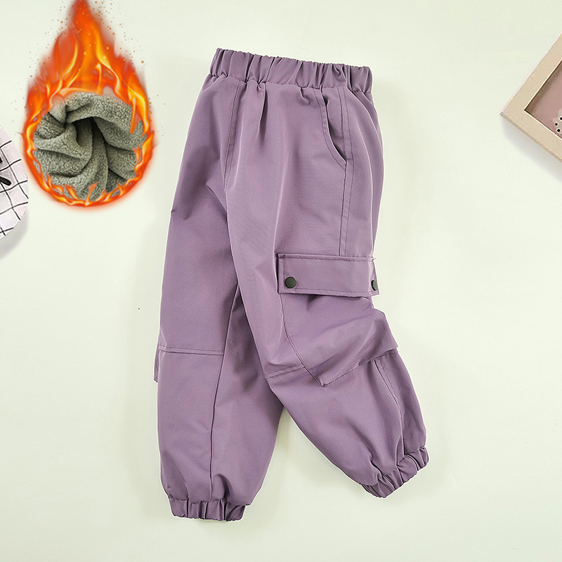 Outdoor Sport Waterproof Pants - 3-14 年冬ティーンガールズフリースパンツ固体暖かい防風防水子供屋外スポーツズボン子供カジュアルスウェットパンツ