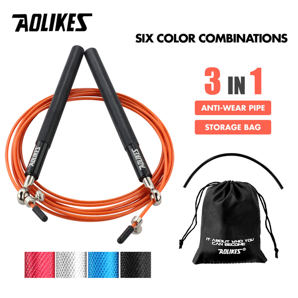 Speed Skipping Rope - AOLIKES 1 個クロスフィットスピード縄跳びプロフェッショナル縄跳び MMA ボクシングフィットネススキップワークアウトトレーニングキャリングバッグ付き