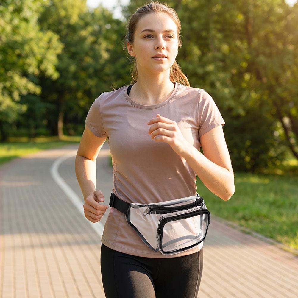 多ポケット防水透明ウエストバッグ調節可能なストラップダブルポ - Outdoor Sport Bag のレビューと価格