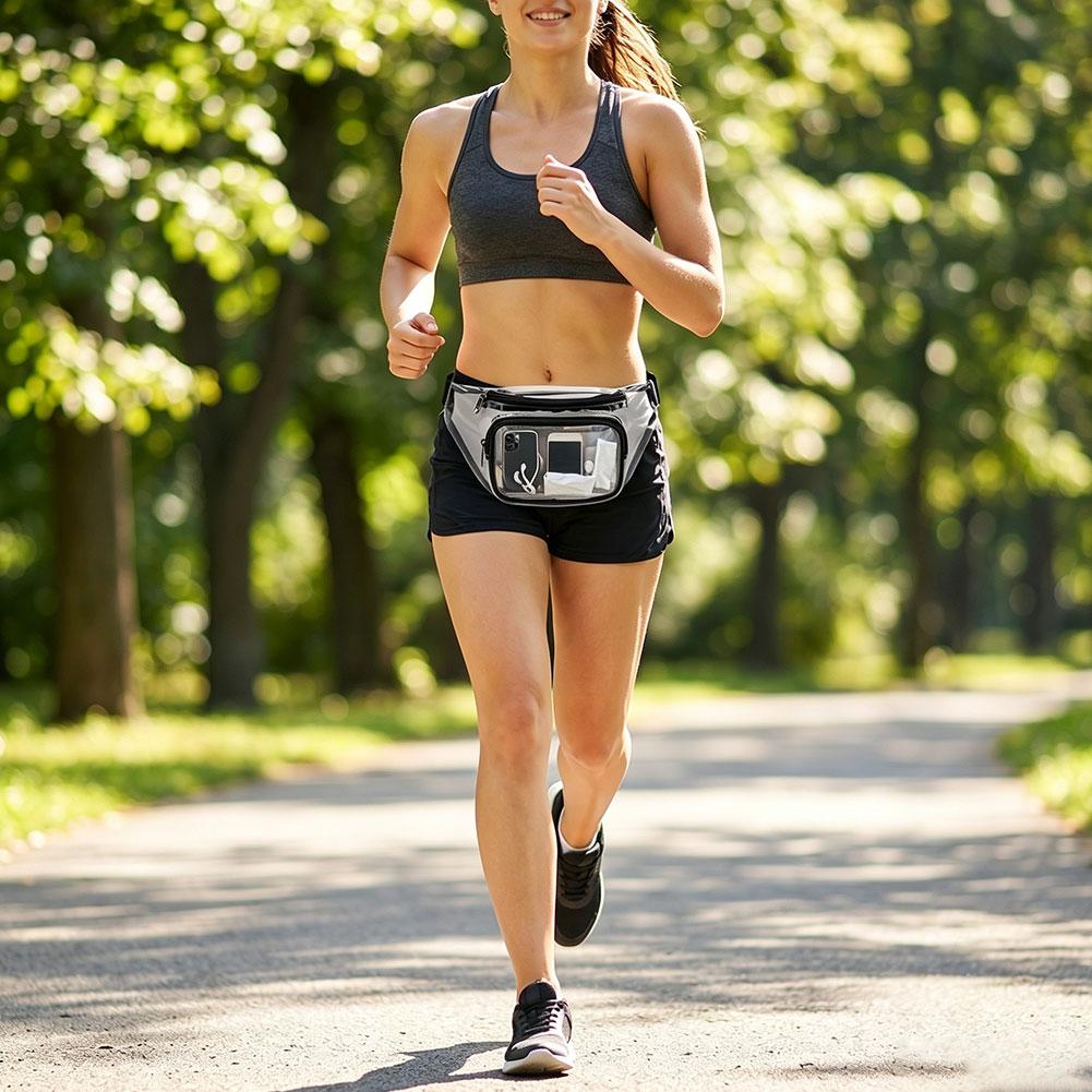 多ポケット防水透明ウエストバッグ調節可能なストラップダブルポ - Outdoor Sport Bag のレビューと価格