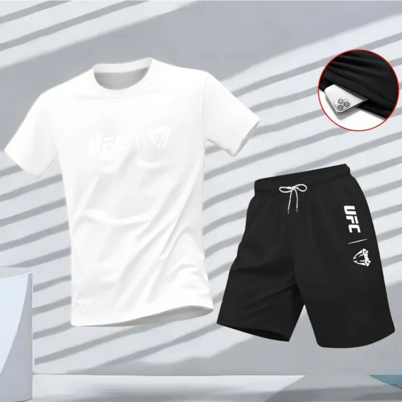 メンズ速乾半袖Tシャツ＆ショーツセット、通気性のある2ピース - Outdoor Sport Leisure のレビューと価格