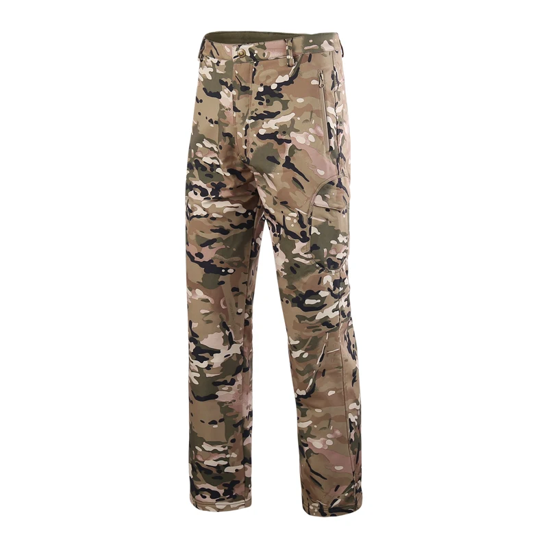 迷彩狩猟サメ皮ソフトシェル戦術迷彩パンツ男性冬防水暖かいフリ - Outdoor Sport Waterproof Pants のレビューと価格