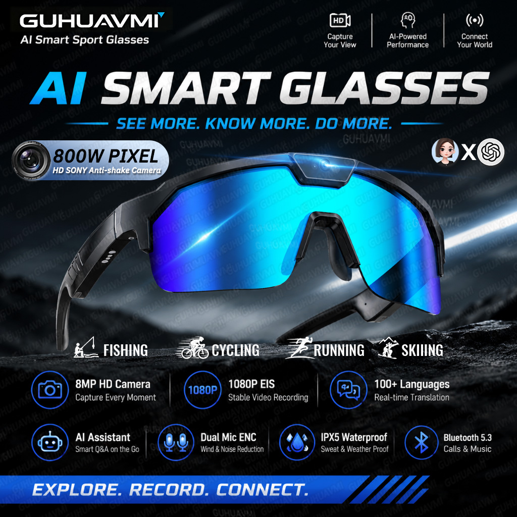 新型AIスマートグラス アウトドアサイクリングゴーグル 80 - Outdoor Sport Camera のレビューと価格