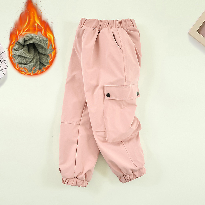 3-14 年冬ティーンガールズフリースパンツ固体暖かい防風防 - Outdoor Sport Waterproof Pants のレビューと価格