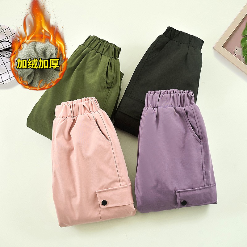 3-14 年冬ティーンガールズフリースパンツ固体暖かい防風防 - Outdoor Sport Waterproof Pants のレビューと価格