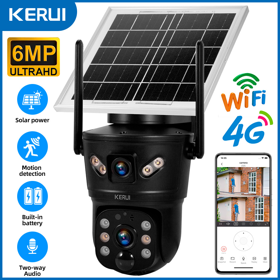 ワイヤーは不要です！ KERUI 6MPソーラーカメラ 4G - Outdoor Sport Camera のレビューと価格